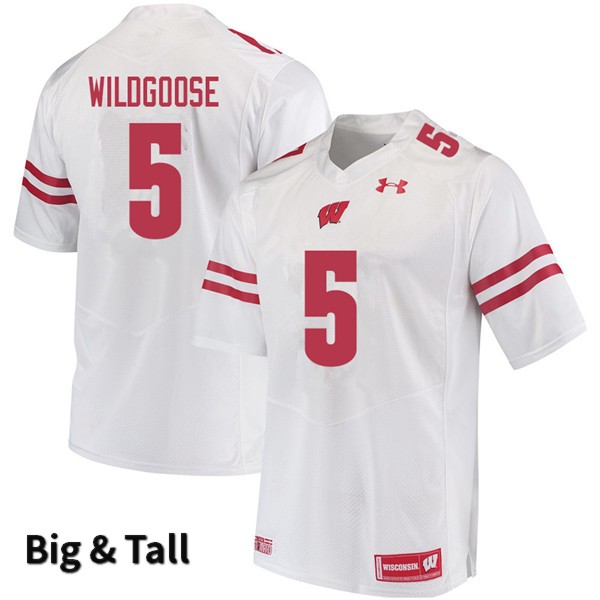 Wisconsin Badgers Men's #5 Rachad Wildgoose NCAA Under Armour Authentic White Big & Tall College Stitched Football Jersey KV40J28BO